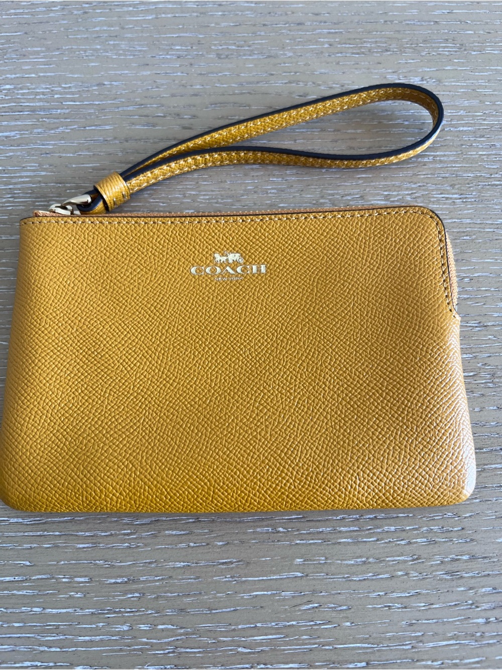 Coach Yellow Leather Wristlet/Wallet with Strap
